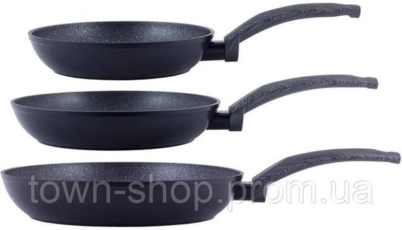 Набор сковород Kamille Gregers Black Ø20см, Ø24см, Ø28см с антипригарным покрытием ILAG KM-4124
