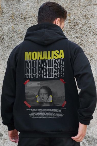 Утеплене зіп худі на флісі зіпер з принтом Monalisa Without Kane Black