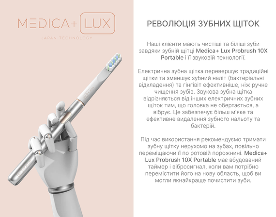 Звукова зубна щітка MEDICA+ LUX 10Х Portable (Silver)(Japan) | Зображення 1