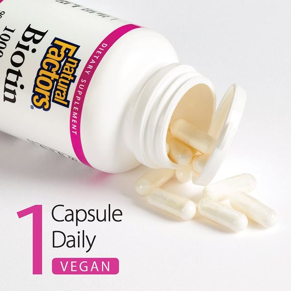 Біотин Biotin, 1,000 mcg, 90 Vegetarian Capsules | Зображення 2