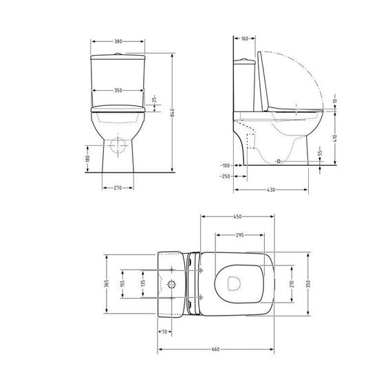 Унітаз-компакт Qtap Presto Quadro безободковий з сидінням Soft-close QT24221215AW | Зображення 1