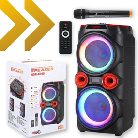 Акустическая система XPRO GZ-X910 караоке микрофон 10"x2 Bluetooth с подсветкой 30W(MER-15723_3572)
