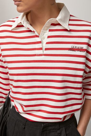 Футболка-поло у смужку - червоний цвет, M (є розміри) | Зображення 3