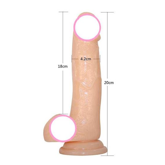 Реалистичный гнущийся фаллос на присоске - 20x18x4,2 см.