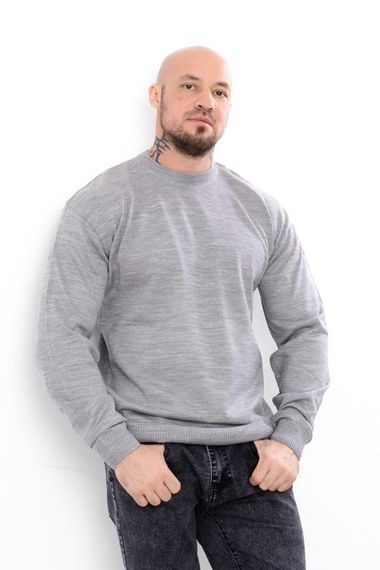 Утеплений чоловічий джемпер (батал) однотонний приталений Носи своє 4XL Сірий (p-18079-213495)
