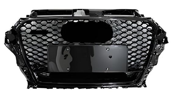 Передняя решетка RS-Style с надписью Quattro (2012-2016, черная) для Ауди A3