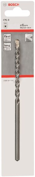 Свердло Bosch  по бетону CYL-3, 6х90х150мм SilverPercussion (2.608.597.679)