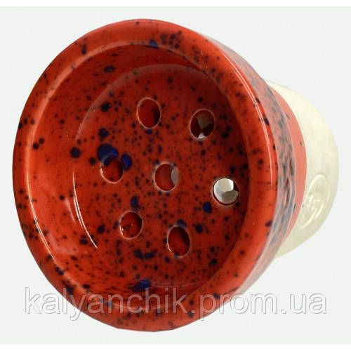 Чаша для кальяну GrynBowls Accent Glaze Червона із синім | Зображення 1