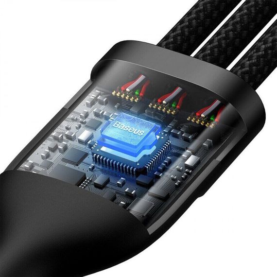 Дата кабель Baseus Flash Series 2 USB to MicroUSB-Lightning-Type-C 100W (1.2m) (CASS03000) Black | Зображення 2