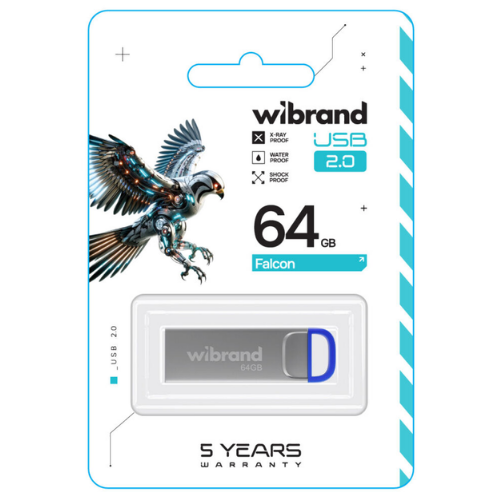 Флешка 64Гб USB 2.0 блакитний Falcon Wibrand | Зображення 1