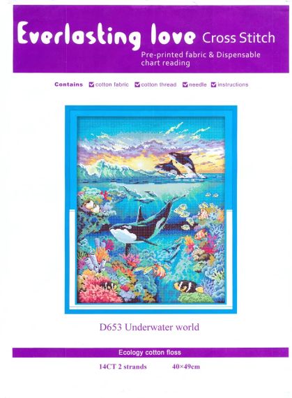 Набір для вишивання за нанесеною на канву схемою "Underwater world". AIDA 14CT printed,40*49 см | Зображення 1