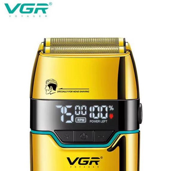 Електробритва Шейвер VGR V-350 чоловіча акумуляторна бритва для гоління з дисплеєм. AZ-208 Колір: золотий | Зображення 3