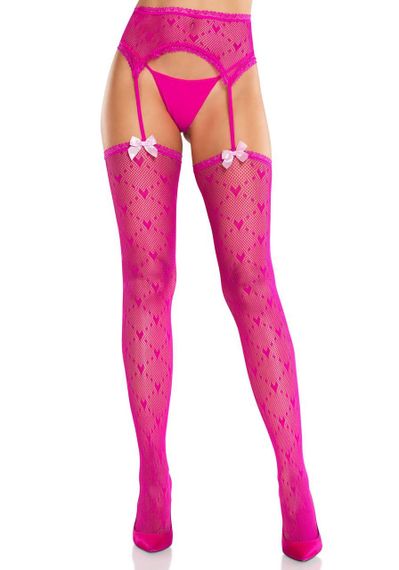Колготки-панчохи Leg Avenue Heart Garterbelt Stockings One Size Magenta sexstyle