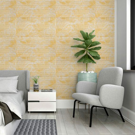 Декоративна 3D панель самоклейка 700х770х3мм Мармур жовтий (062-3) SW-00000694 | Зображення 4