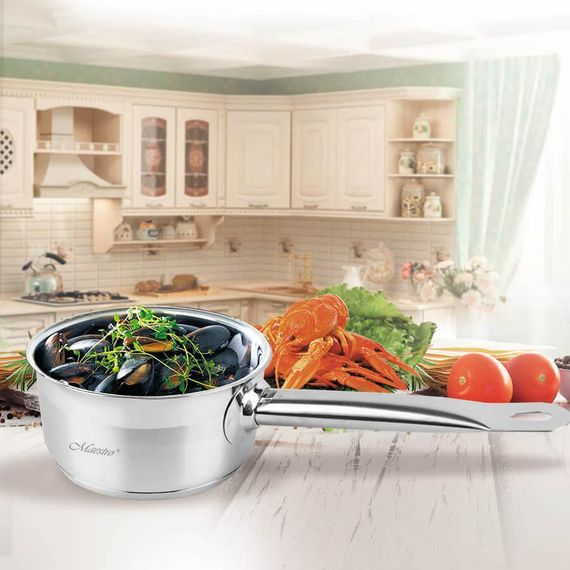 Кухонний ковш Maestro MR-3502-16S, 1.25 л, 16 см, з нержавіючої сталі для всіх типів плит | Зображення 1