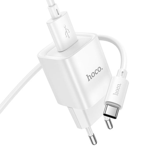 МЗП Hoco C145A Charm QC3.0 18W (1USB-A) + кабель USB to Type-C White | Зображення 3