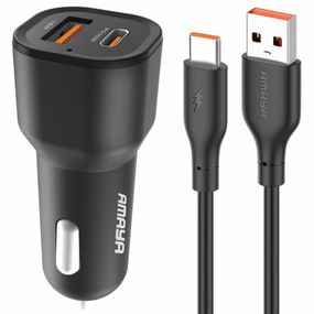 АЗУ Amaya ACC-06 PD30W+QC3.0 total 48W (1USB-A/1C) + кабель USB to Type-C Black