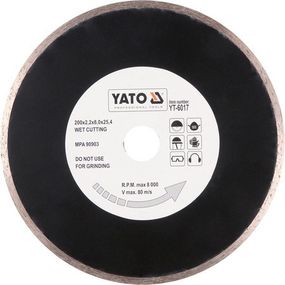 Диск алмазный сплошной Ø-200х8,0x25,4мм H-2.2мм YATO YT-6017