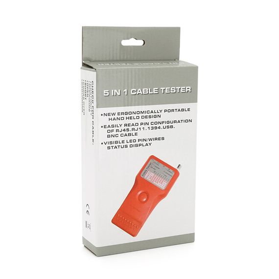 Кабельный тестер Merlion мультифункциональный 5в 1 RJ-11/RJ-45/BNC/USB/1394 | Зображення 1