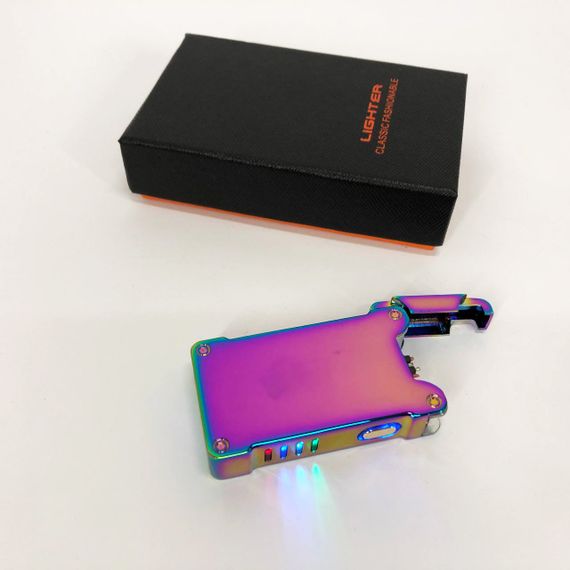 Дугова електроімпульсна запальничка із USB-зарядкою ліхтариком LIGHTER HL-437. FI-691 Колір: хамелеон | Зображення 6