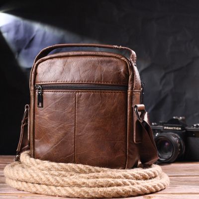 Сумка Vintage Чоловіча через плече з натуральної шкіри Світло-коричнева (21480) | Зображення 3