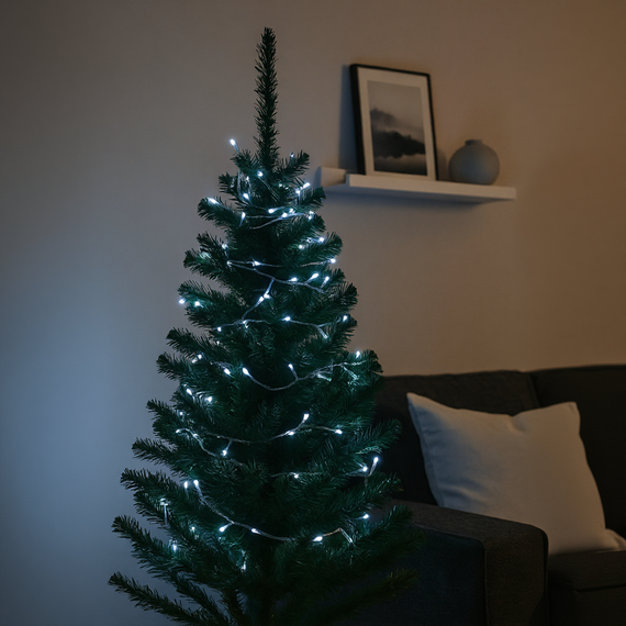 Новорічна гірлянда кімнатна нитка 10 м 120 LED білий провід Білий W120LED10MWW | Зображення 1