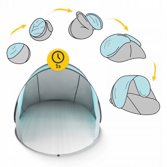 Намет пляжний 4FIZJO Pop-Up 195 x 120 см саморозкладний Grey/Mint (P-5905973401432) | Зображення 9