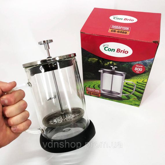 Чайники для заварки, Френч-прес для заварювання кави, Простий френч-прес, Френч-преси зі скла DE-41 | Зображення 1