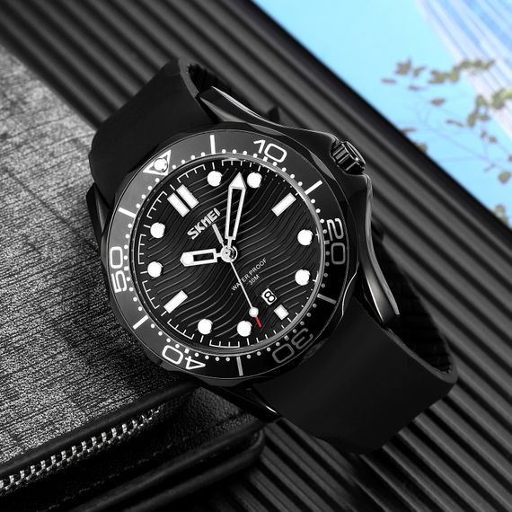 Чоловічий годинник Skmei 9276PBKBK Black-Black Silicone Strap | Зображення 2
