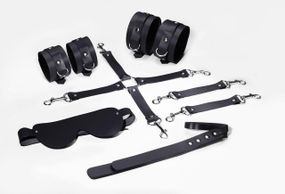 Набір для БДСМ 5 в 1 Feral Feelings BDSM Kit 5 Black, наручники, поножі, хрестовина, маска, падл sexstyle