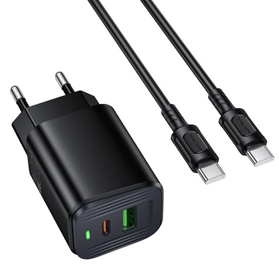 МЗП Borofone BAS85A Star PD30W+QC3.0 (1USB-A/1C) + кабель Type-C to Type-C Black | Зображення 5