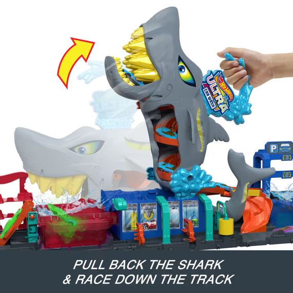 Трек Хот Вілс Кольорове перетворення Автомийка Акула Оригінал Hot Wheels City Ultra Shark Car Wash | Зображення 2