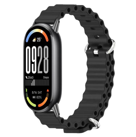 Силіконовий ремінець Mijobs Ocean для фітнес-браслета Xiaomi Smart Band 10 - Black | Зображення 2