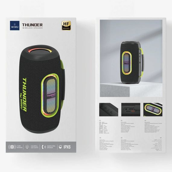 Bluetooth Колонка WIWU H7 Thunder Wireless Portable Speaker Black | Зображення 5