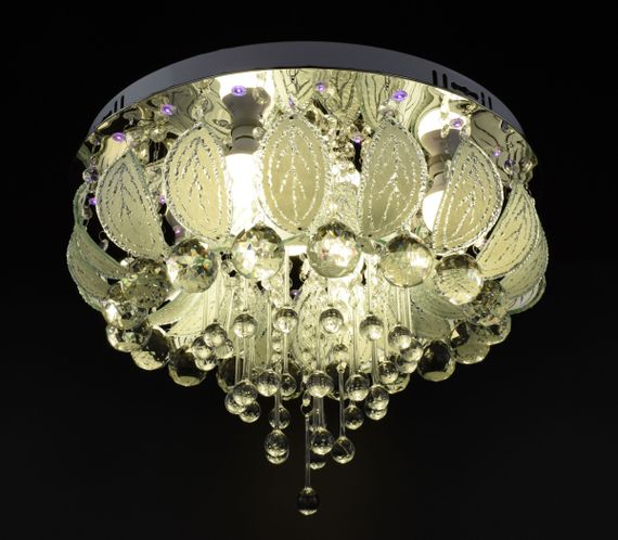 Люстра стельова з кольоровим LED підсвічуванням з пультом 25108 Хром 32х45х45 см. | Зображення 4