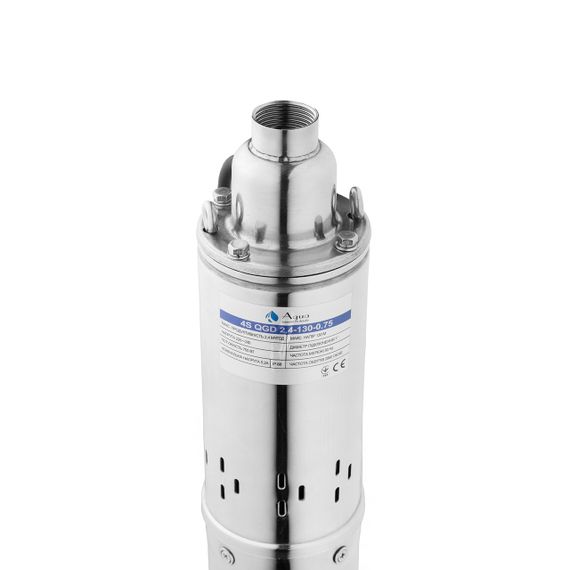 Насос глибинний шнековий Agua 4S QGD2,4-130-0,75 Hmax 130 м Qmax 40 л/хв P 750 Вт з вбудованим конденсатором | Зображення 3