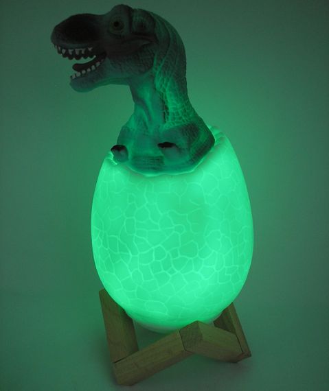 3D нічник світильник динозавр в яйці Dinosaur Lamp різнокольоровий з пультом д/к  з підзарядкою від USB | Зображення 1