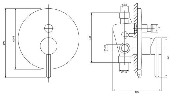 Смеситель скрытого монтажа для душа Omnires Y gold (Y1235GL) | Зображення 1