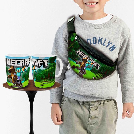 Набор: Сумка-бананка+ Кружка майнкрафт "Minecraft" детская с принтом (00249)