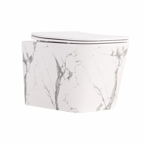 Унітаз підвісний Qtap Tern Ultra Quiet 520×345×325 мм, Marble, з сидінням Slim Duroplast / Soft-close / Quick Release