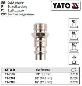 Быстросъемный наконечник YATO Польша штуцер шланга внешняя резьба Ø=1/4" YT-2399