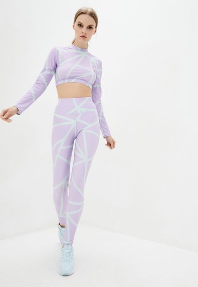 Спортивный топ 4Profi с длинным рукавом c принтом "Геометрия" фиолет/мята размер M бифлекс 16886 | Зображення 1