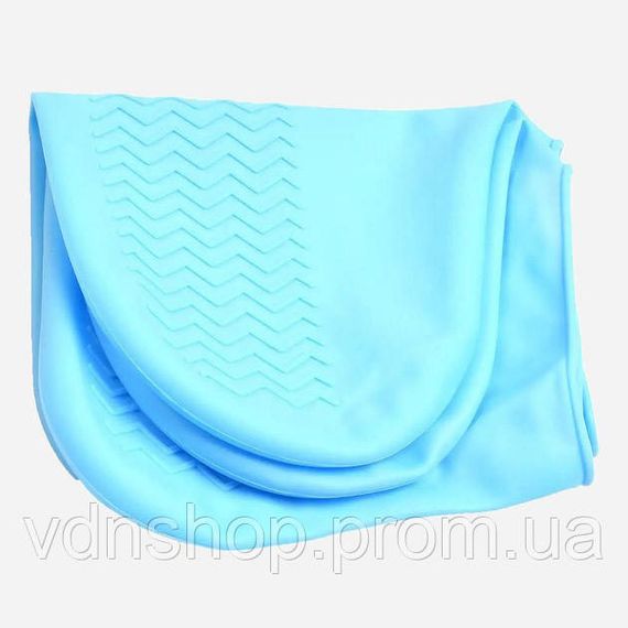 Багаторазові бахіли-чохли L (41-45 розмір) для взуття силіконові від води та бруду. Колір: блакитний WM-70 | Зображення 6