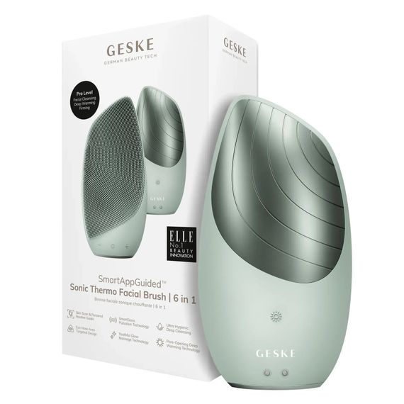 Электронная звуковая термо щетка для лица GESKE Sonic Thermo Facial Brush 6в1, Зеленый