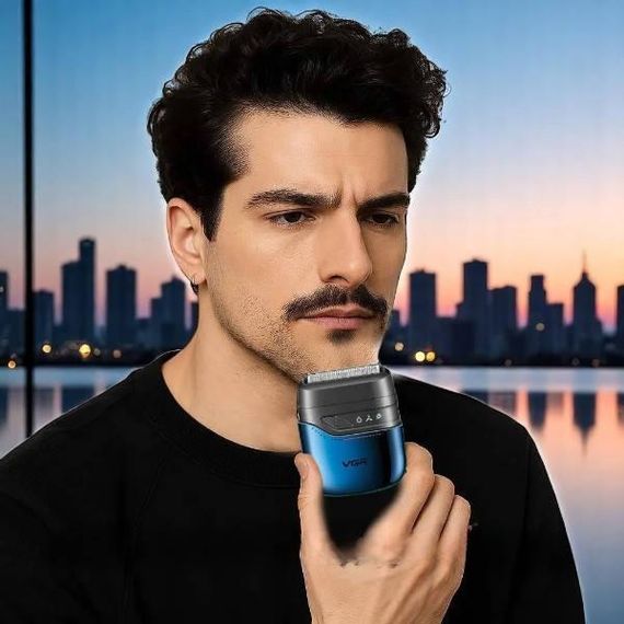 Електробритва акумуляторна з подвійним лезом VGR V-364 Синя