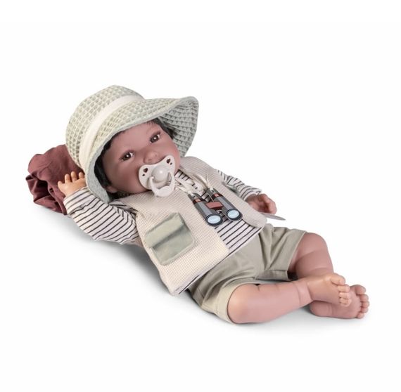 Испанская Виниловая Кукла Мальчик Реборн Antonio Juan Мягкий Пупс Путешественник со Спальным Мешком 42 см | Зображення 3