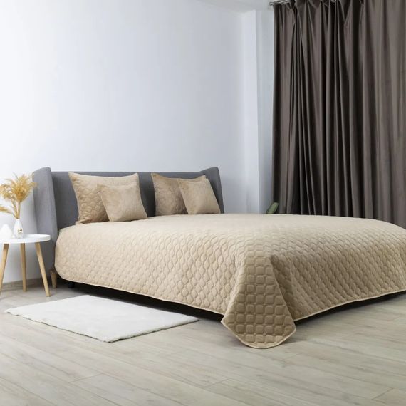 Покрывало двуспальное ТЕП Velour Ромб круглый 4-00516-22471 180х240 см золотой беж | Зображення 3