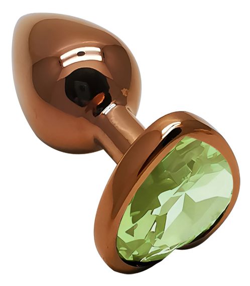 Анальна пробка з кристалом EGZO - Dark Gold Heart Plug Green, size S Sex Aura | Зображення 1