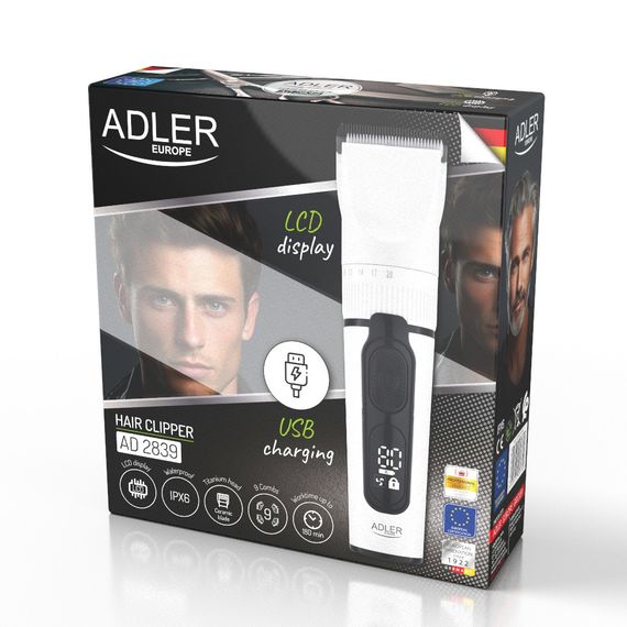 Машинка для стрижки Adler AD 2839 акумуляторна з дисплеєм і насадками | Зображення 9