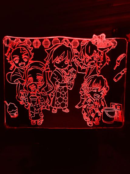 Акриловый светильник-ночник Клинок рассекающий демонов красный tty-n000886